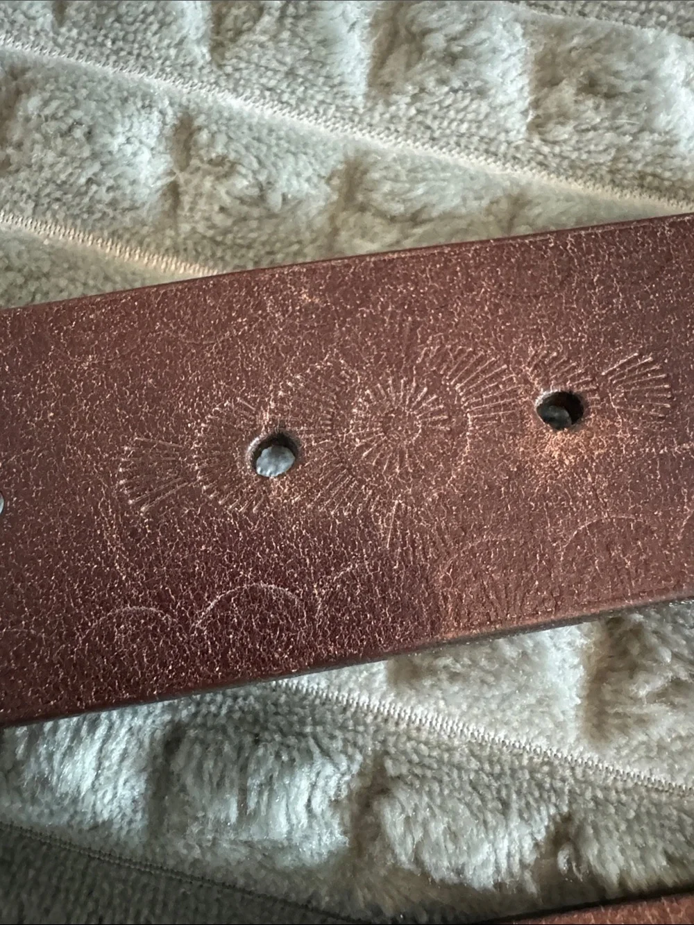 Banana Republic Brown Leather Belt with Decorative Black Floral Buckle